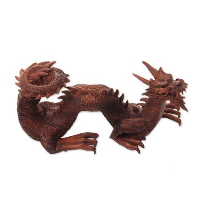 Alternate image for Artisan Hand Carved Balinese Dragon Sculpture Walking Dragon