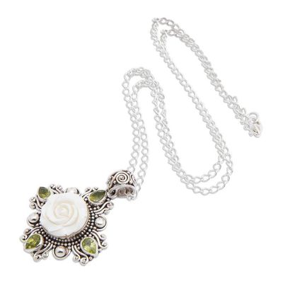 Alternate image for Nature-Themed Floral Faceted Peridot Pendant Necklace Paradisial Spring
