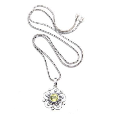 Alternate image for Spring-Themed Floral Natural Peridot Pendant Necklace Wondrous Spring