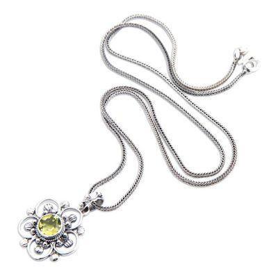 Alternate image for Spring-Themed Floral Natural Peridot Pendant Necklace Wondrous Spring