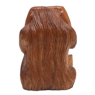 Alternate image for Hand-Carved Suar Wood Orangutan Sculpture from Bali Bored Orangutan
