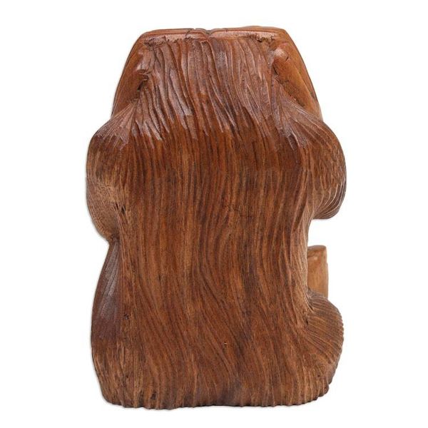 Alternate image for Hand-Carved Suar Wood Orangutan Sculpture from Bali Bored Orangutan