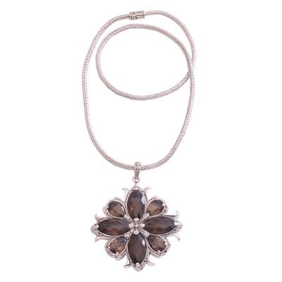 Alternate image for Smoky Quartz Buddha Curl Necklace from Bali Buddhas Curl Snowflake