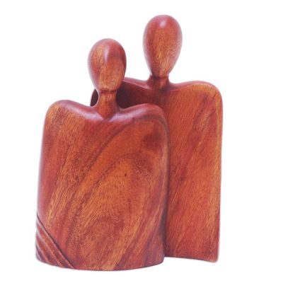 Alternate image for Hand-Carved Suar Wood Sculpture of a Couple 2 Pieces Behind You