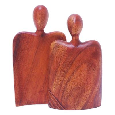 Alternate image for Hand-Carved Suar Wood Sculpture of a Couple 2 Pieces Behind You