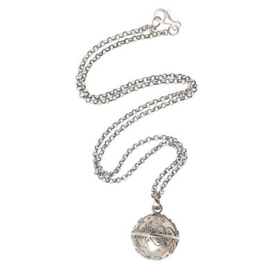 Alternate image for Balinese Silver Heart Motif Amulet Harmony Ball Necklace Message of Love