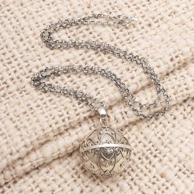 Alternate image for Balinese Silver Heart Motif Amulet Harmony Ball Necklace Message of Love