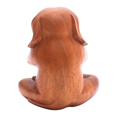 Alternate image for Yoga Meditation Brown Beagle Hand Carved Wood Statuette Yoga Beagle