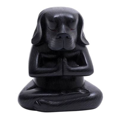 Primary image for Wood Yoga Beagle Statuette in Black from Bali Black Yoga Beagle