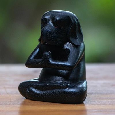 Alternate image for Wood Yoga Beagle Statuette in Black from Bali Black Yoga Beagle