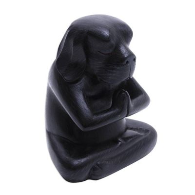 Alternate image for Wood Yoga Beagle Statuette in Black from Bali Black Yoga Beagle