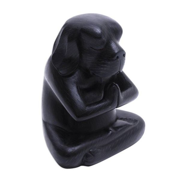 Alternate image for Wood Yoga Beagle Statuette in Black from Bali Black Yoga Beagle