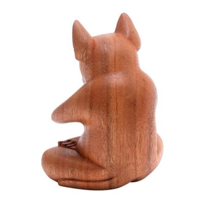 Alternate image for Yoga Meditation Brown Boston Terrier Handmade Wood Statuette Yoga Boston Terrier in Brown