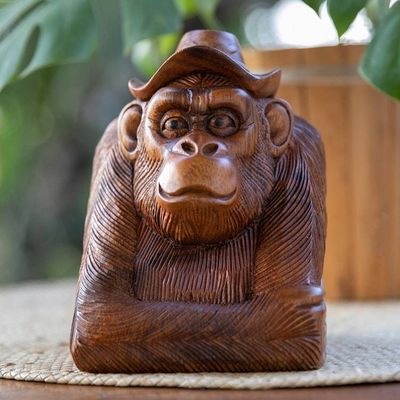 Primary image for Hand-Carved Balinese Suar Wood Orangutan Sculpture Pensive Orangutan