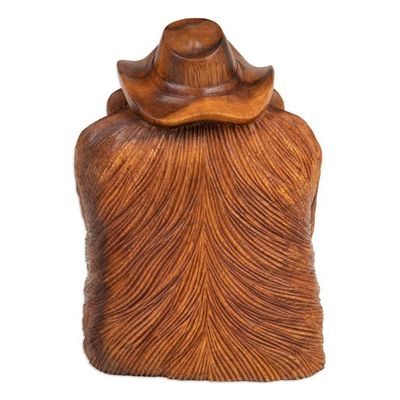 Alternate image for Hand-Carved Balinese Suar Wood Orangutan Sculpture Pensive Orangutan