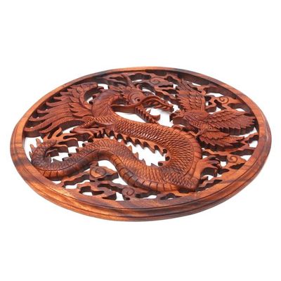Alternate image for Hand Carved Dragon Wall Sculpture Naga and Garuda