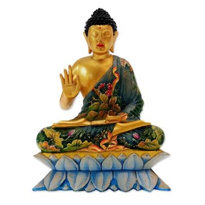 Alternate image for Hand Carved Wood Sculpture of Buddha Mudra from Indonesia Vitarka Mudra Buddha