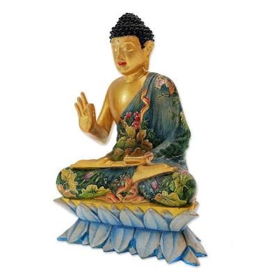 Alternate image for Hand Carved Wood Sculpture of Buddha Mudra from Indonesia Vitarka Mudra Buddha