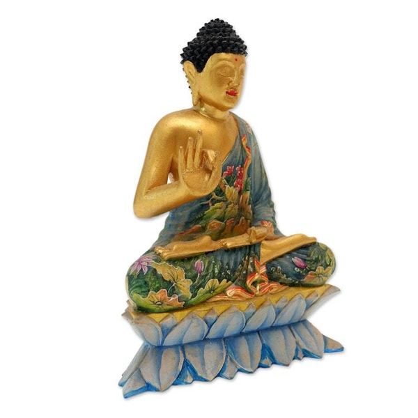 Alternate image for Hand Carved Wood Sculpture of Buddha Mudra from Indonesia Vitarka Mudra Buddha
