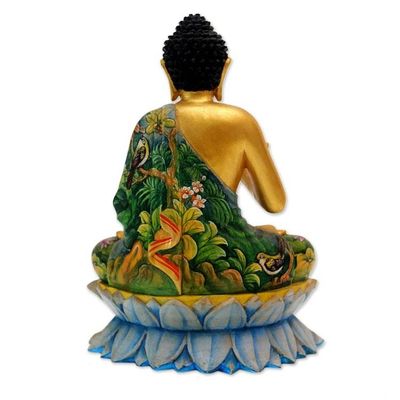 Alternate image for Hand Carved Wood Sculpture of Buddha Mudra from Indonesia Vitarka Mudra Buddha