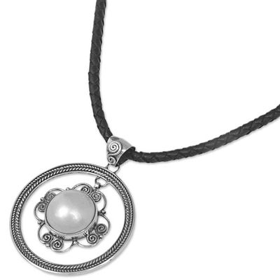 Alternate image for Cultured Freshwater Pearl Sterling Silver Pendant Necklace Hanging Moon