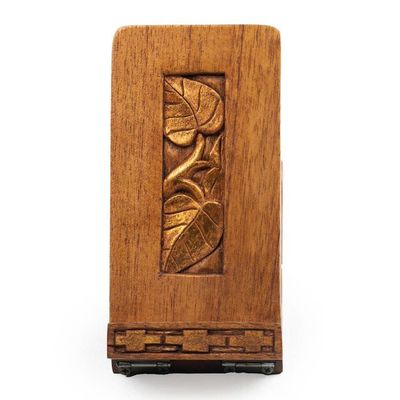 Alternate image for Nature-Inspired Golden and Brown Jempinis Wood Phone Holder Natural Tomorrow