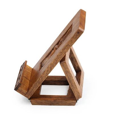 Alternate image for Nature-Inspired Golden and Brown Jempinis Wood Phone Holder Natural Tomorrow