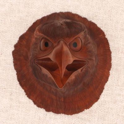 Alternate image for Hand Carved Suar Wood Eagle Head Wall Decor Eagle Eyes