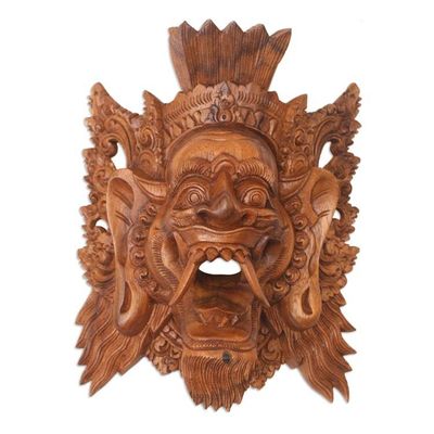 Alternate image for Fair Trade Balinese Cultural Hand Carved Wood Mask Judge of the Netherworld