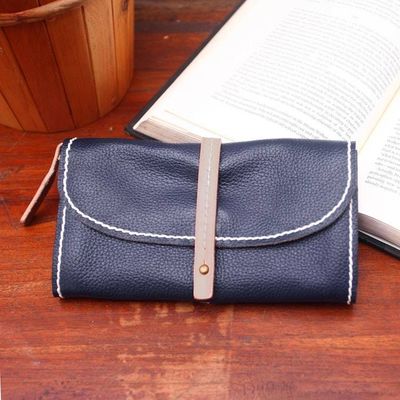 Alternate image for Handmade Leather Clutch in Solid Navy from Bali Solid Elegance in Navy