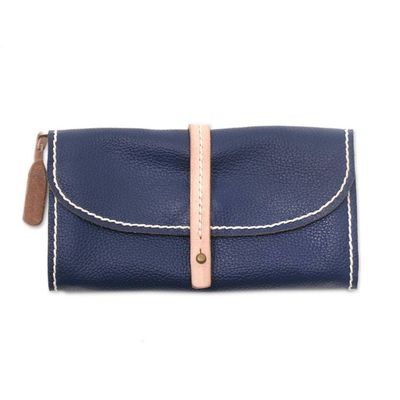 Alternate image for Handmade Leather Clutch in Solid Navy from Bali Solid Elegance in Navy