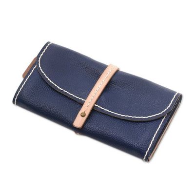 Alternate image for Handmade Leather Clutch in Solid Navy from Bali Solid Elegance in Navy