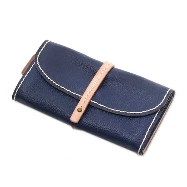 Alternate image for Handmade Leather Clutch in Solid Navy from Bali Solid Elegance in Navy