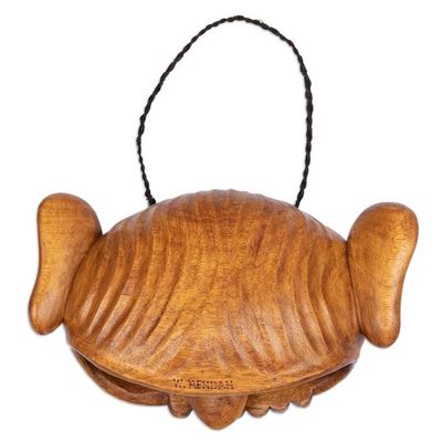 Alternate image for Jackfruit Wood Door-Hanging Bell Hand-Carved in Bali Balinese Inspiration