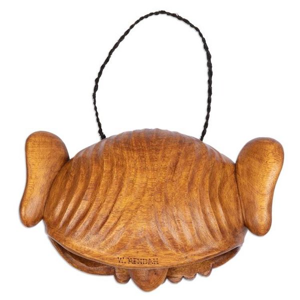 Alternate image for Jackfruit Wood Door-Hanging Bell Hand-Carved in Bali Balinese Inspiration
