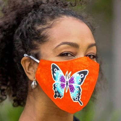 Primary image for 3 Hand-Painted Butterfly on Balinese Batik 2-Layer Masks Island Butterfly Beauty