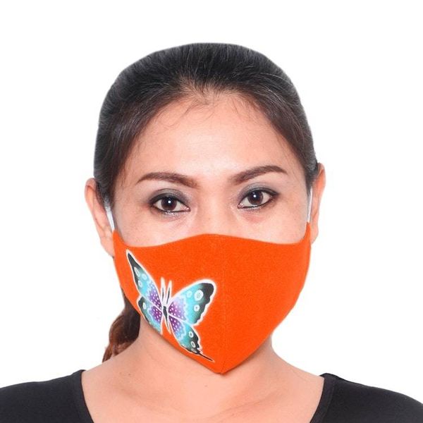 Alternate image for 3 Hand-Painted Butterfly on Balinese Batik 2-Layer Masks Island Butterfly Beauty