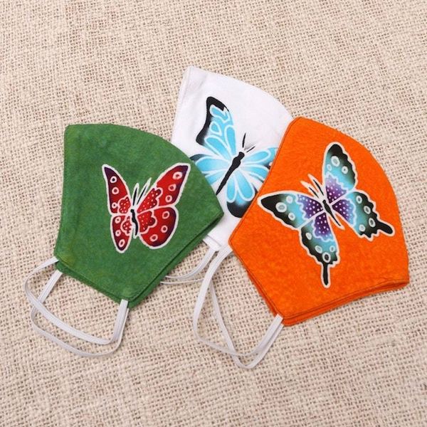 Alternate image for 3 Hand-Painted Butterfly on Balinese Batik 2-Layer Masks Island Butterfly Beauty