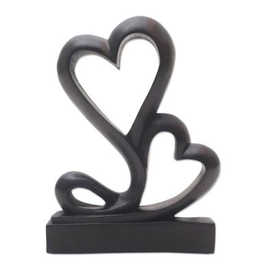 Alternate image for Suar Wood Heart Sculpture from Bali Love Grows
