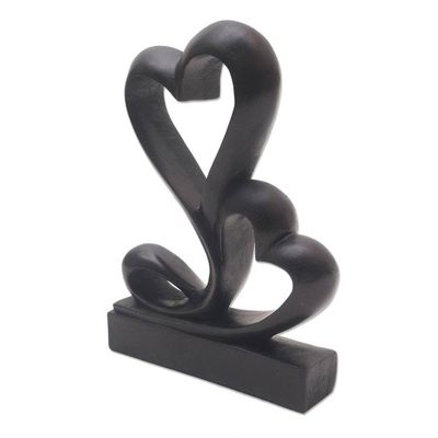 Alternate image for Suar Wood Heart Sculpture from Bali Love Grows