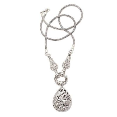 Alternate image for Peacock Oxidized Sterling Silver Y-Necklace Garden Peacocks