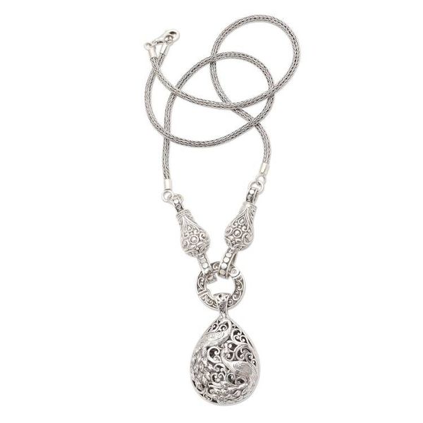 Alternate image for Peacock Oxidized Sterling Silver Y-Necklace Garden Peacocks