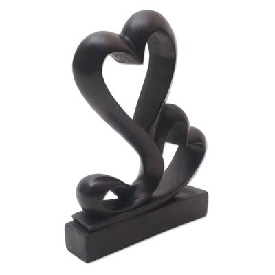 Alternate image for Suar Wood Heart Sculpture from Bali Love Grows