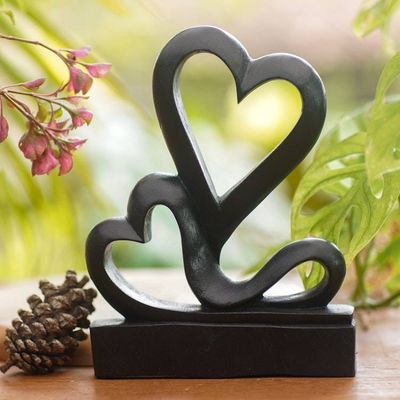 Alternate image for Suar Wood Heart Sculpture from Bali Love Grows