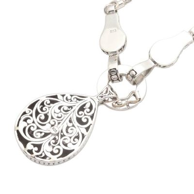 Alternate image for Peacock Oxidized Sterling Silver Y-Necklace Garden Peacocks