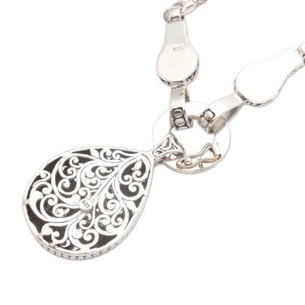 Alternate image for Peacock Oxidized Sterling Silver Y-Necklace Garden Peacocks