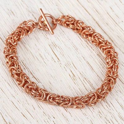 Alternate image for Handcrafted Copper Byzantine Chain Bracelet from Mexico Bright Creativity
