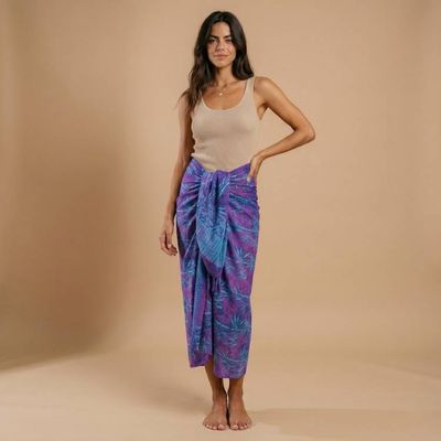 Alternate image for Bamboo Motif Batik Rayon Sarong from Bali Twilight Bamboo