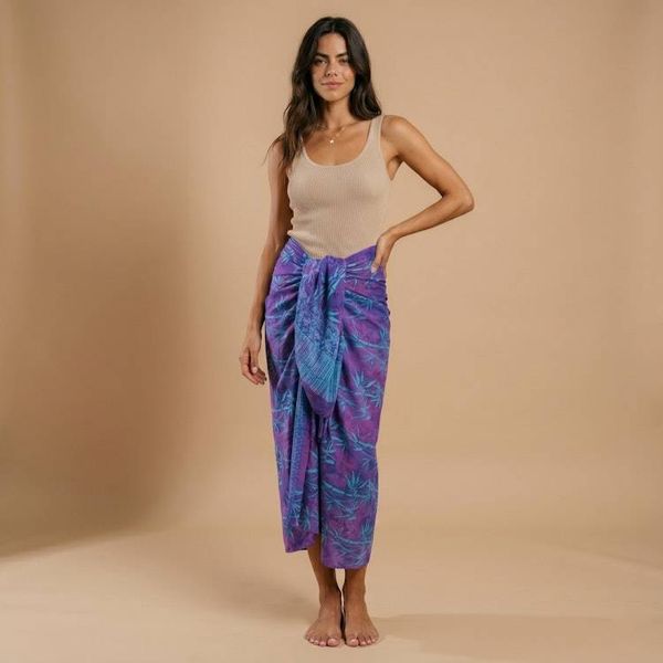 Alternate image for Bamboo Motif Batik Rayon Sarong from Bali Twilight Bamboo