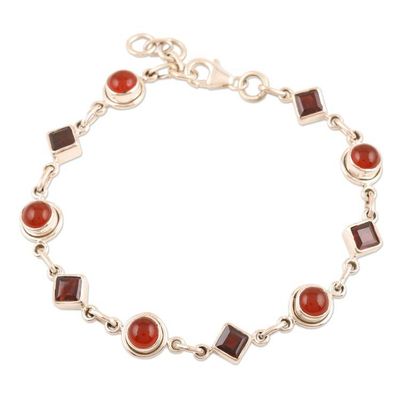 Alternate image for Faceted Garnet and Carnelian Cabochon Bracelet Radiant Geometry